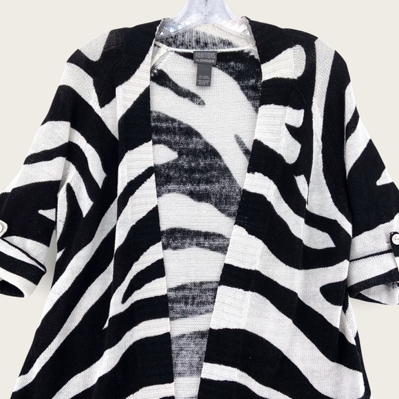 Additions by CHICOS Open Front Linen Cardigan Short Rolled Sleeves Womens Size 1 - Picture 10 of 15